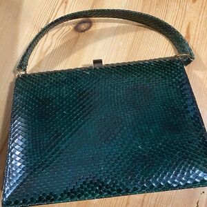 Green crocodile Venezuelan hand bag with belt